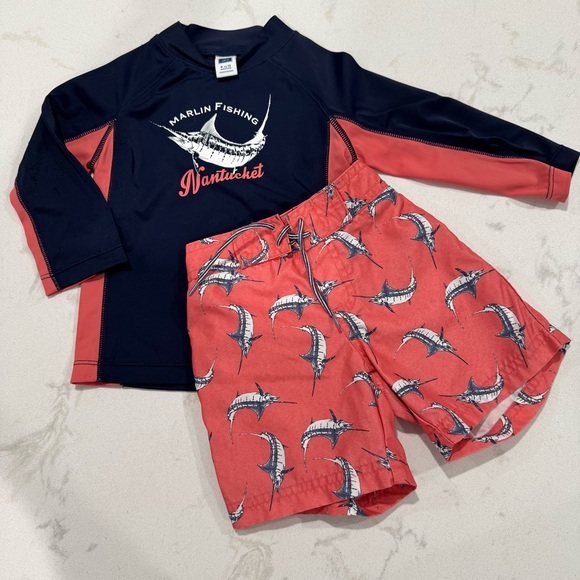 Janie and Jack - Boys’ Swim Trunk & Rash Guard Set - 6-12 mo - Picture 1 of 6